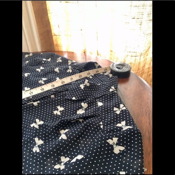 Sheer Navy Button Up Blouse with Bows + Polka Dots - Picture 6 of 8